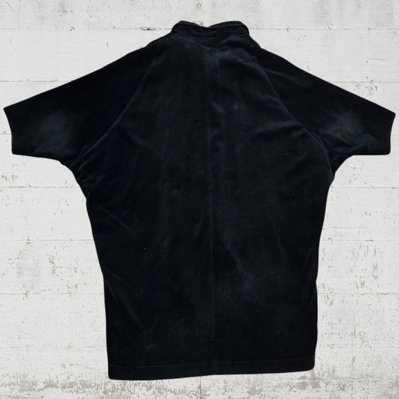 1970s Black Velvet Edwardian Cape Coat Dramatic High Low Smooth Gothic Overcoat - Picture 6 of 8